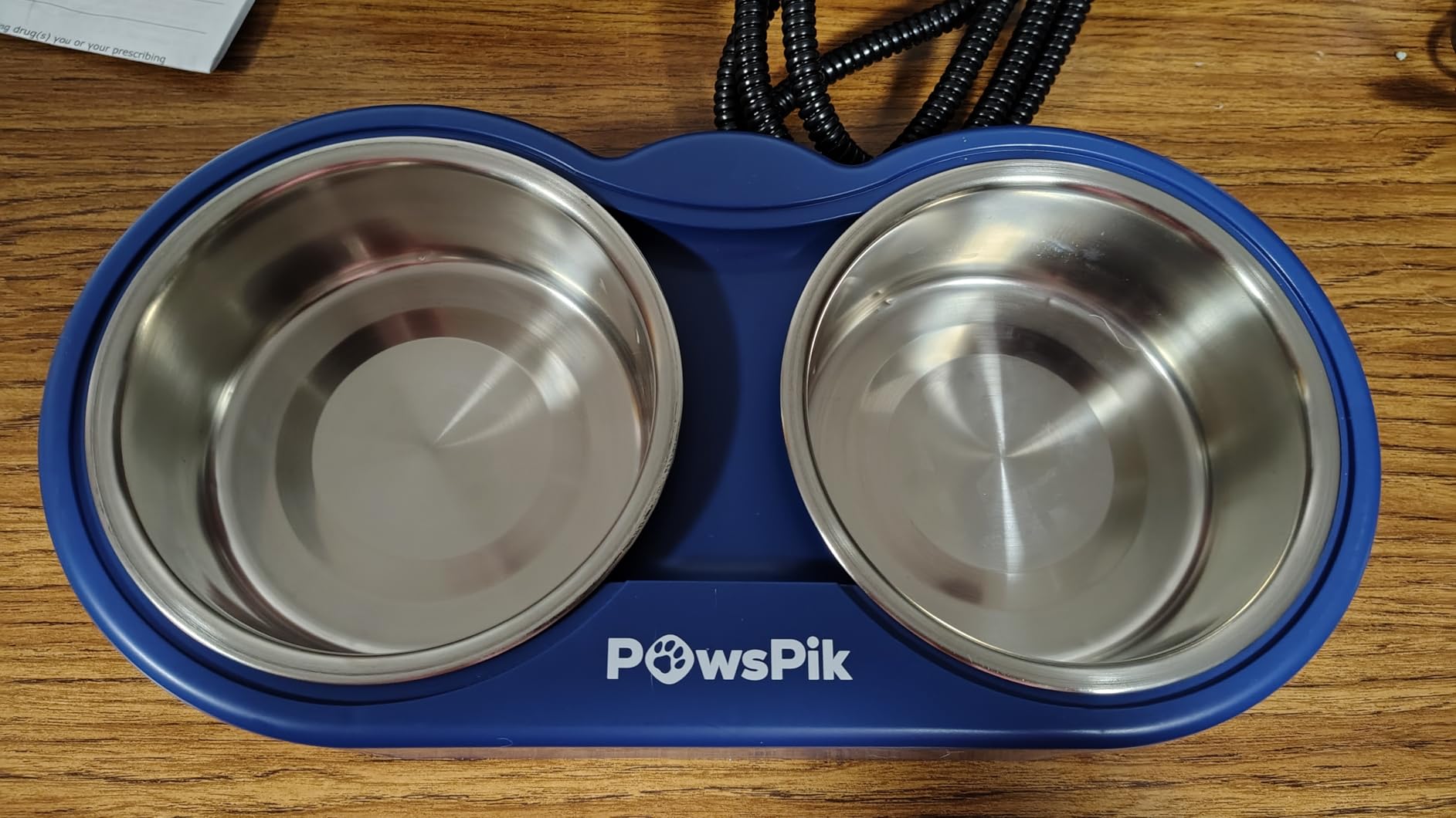 PawsPik Heated Water Bowl for Cats, Outdoor Heated Pet Bowl in Winter | 18/8 Stainless Steel, Anti-chew Cord, Removable Bowls, Dual-bowl Heated System, Raised Ergonomic Stand, Blue, 3 Cups customer photo 1