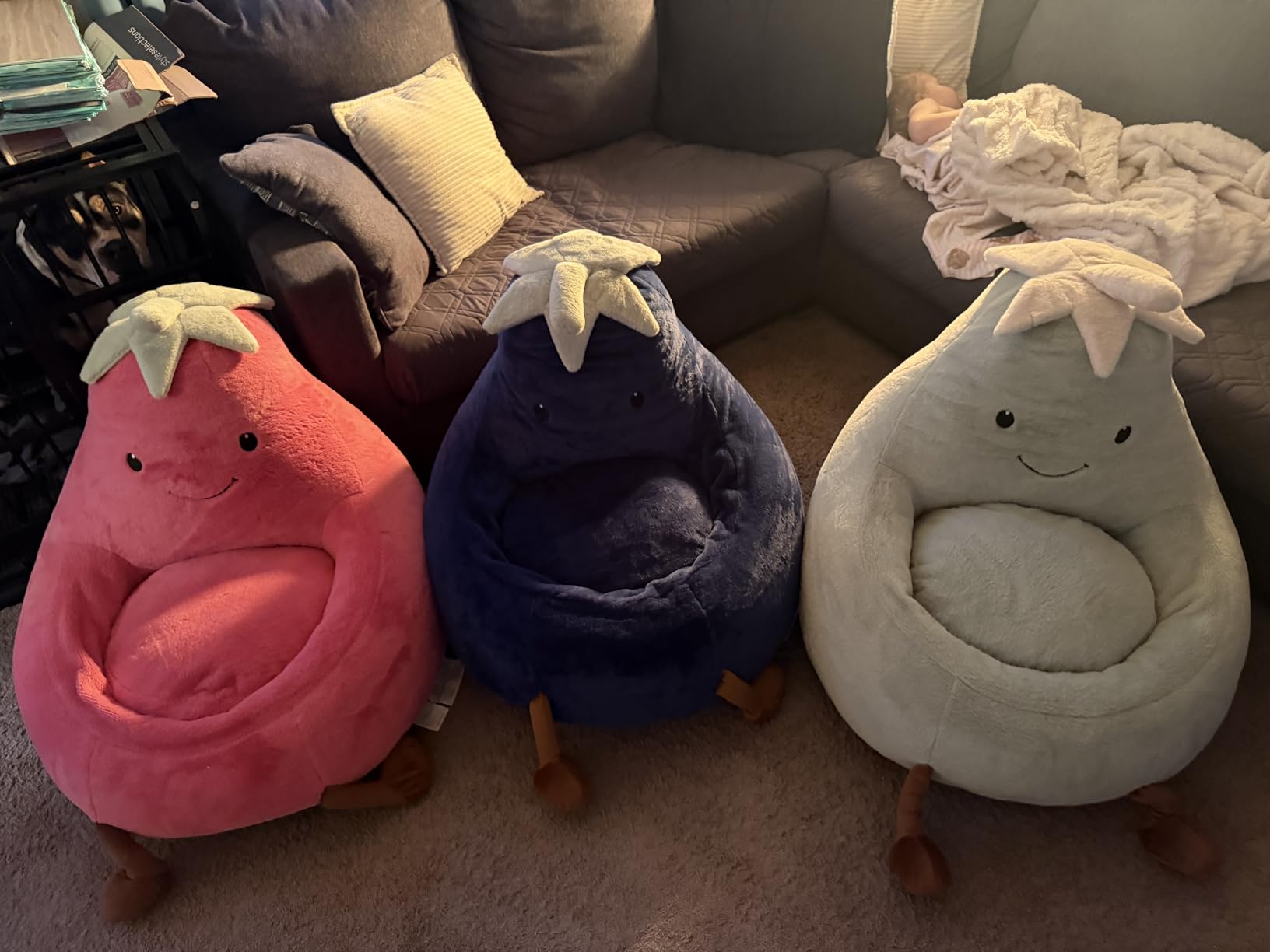 DUMOS Kids Bean Bag Chair, Toddler Couch for Teens & Kids, 24Inch | Faux Rabbit Fur Cover, Comfy Lazy for Children Reader, Living Room Bedroom, Aged 4-12 Years, Purple customer photo 2