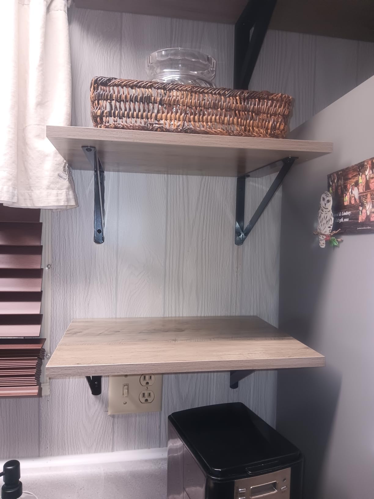 Floating Shelves 12 Inch Deep, 36W x 12D Wall Shelf Set of 2, 60 lbs Heavy Duty Reversible Metal Brackets, Industrial Book Shelf for Living Room Kitchen Bath Bedroom Coffee Bar, Rustic Brown customer photo 2