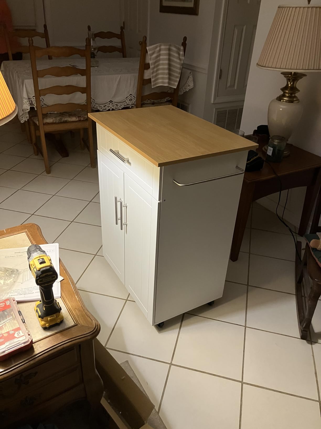 Shintenchi Kitchen Island Cart with Storage, Portable Bar Cabinet on Wheels, Rolling Microwave Cart Side Table with Workstation customer photo 1