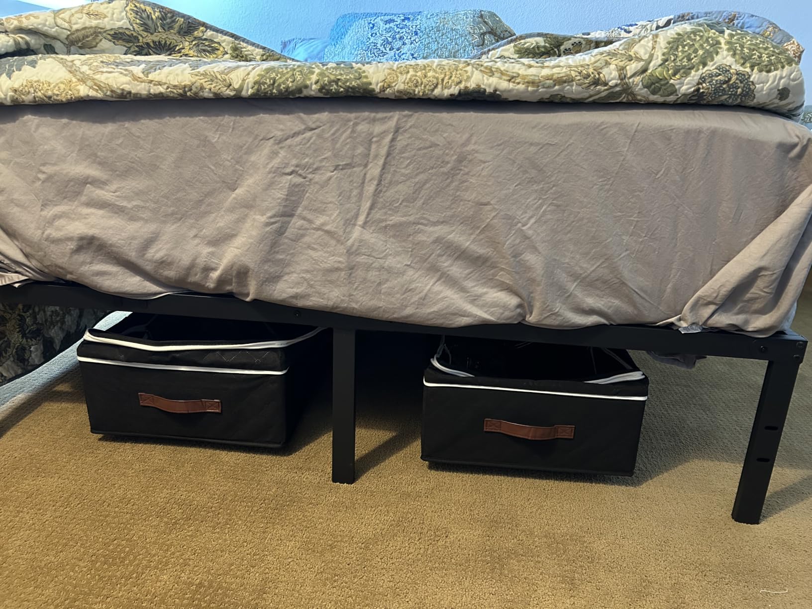 Budding Joy 80L 2 Pack Adjustable Under Bed Storage with Wheels | Underbed containers with clear lids, rolling under bed shoe storage organizer for dorm home clothes, blankets, toys, black customer photo 1