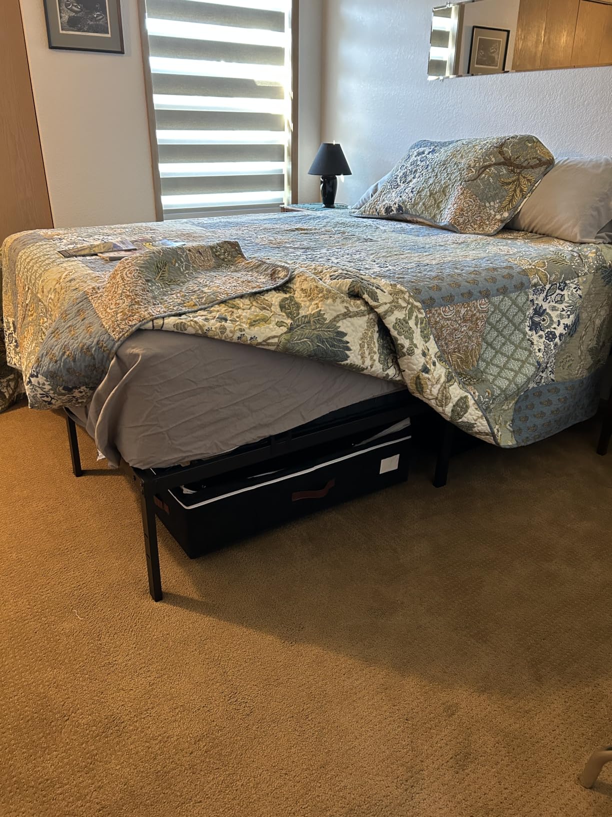 Budding Joy 80L 2 Pack Adjustable Under Bed Storage with Wheels | Underbed containers with clear lids, rolling under bed shoe storage organizer for dorm home clothes, blankets, toys, black customer photo 2