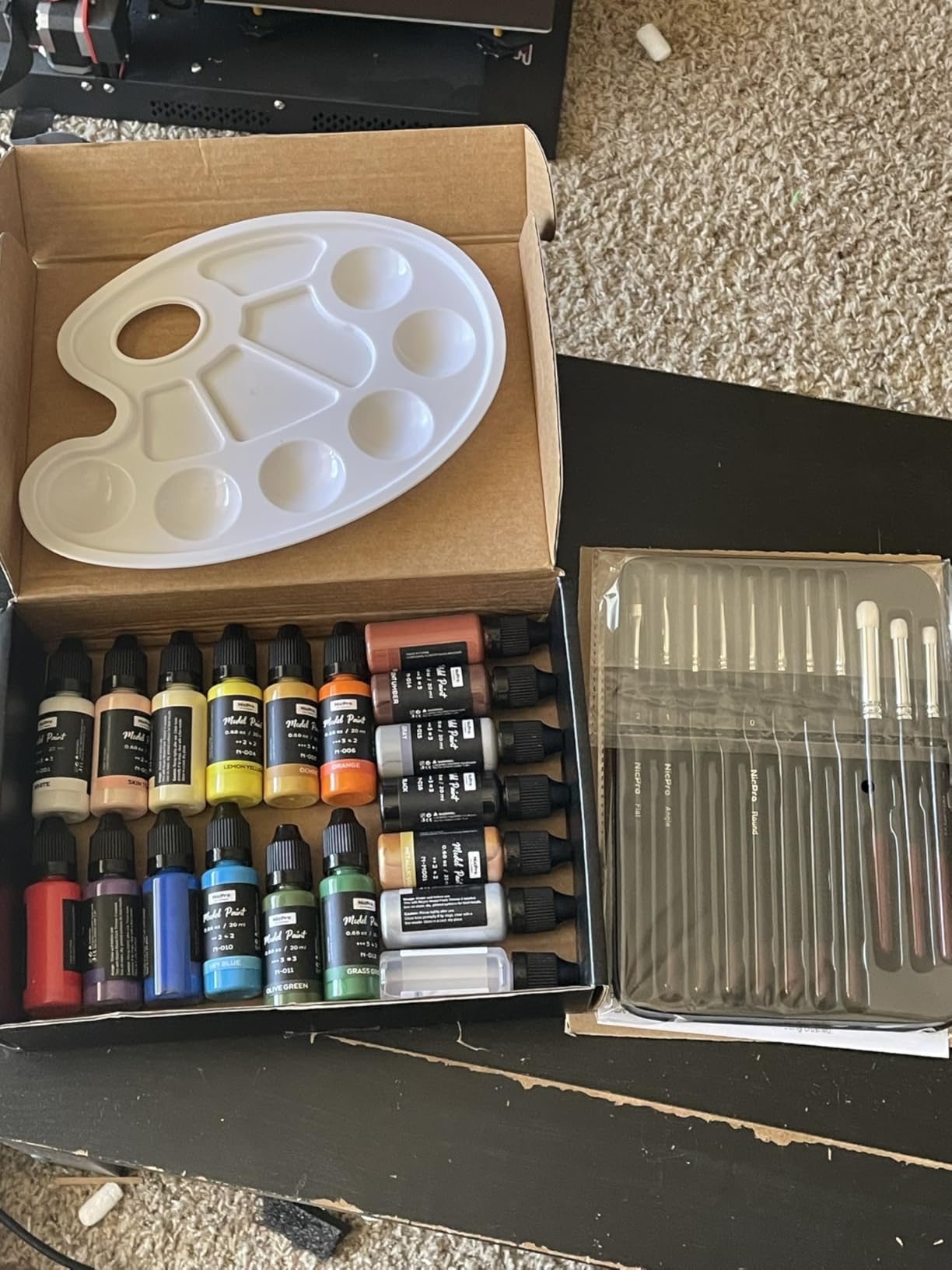 Nicpro All-In-One Miniature Painting Kit, Starter Paint Set with 18 Colors | Model Paint & Thinner(20ml), Palette, 11 Detail Paint Brushes Drybrush, Miniature Paint Set for Models, Scale Figures, Crafts customer photo 2