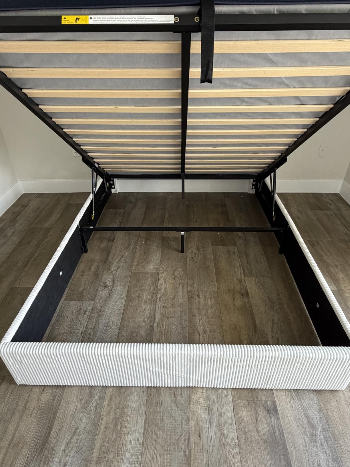 SHA CERLIN Queen Size Lift Up Storage Bed Frame, Upholstered Corduroy, Black customer photo 2