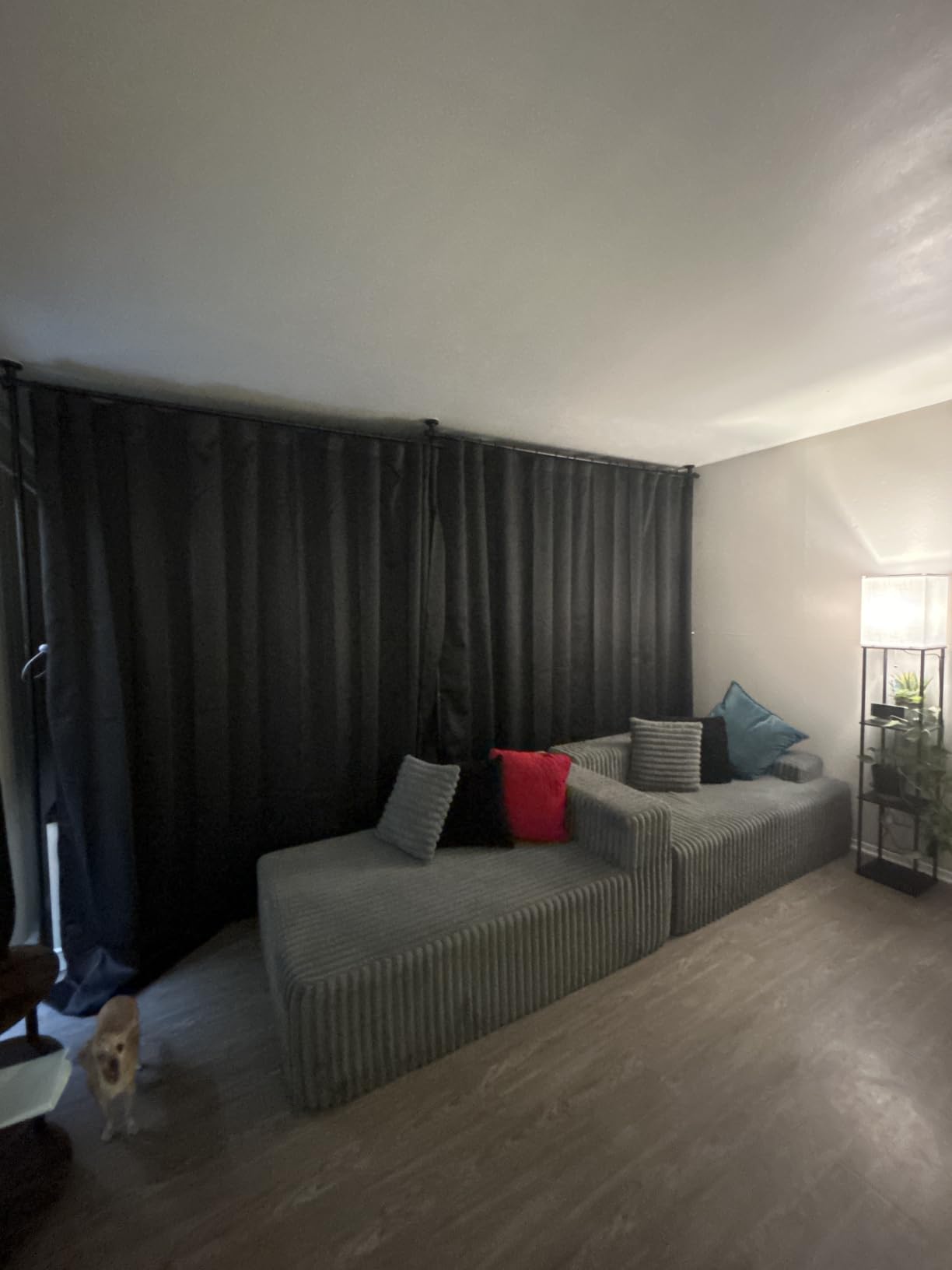 Room Divider Curtain Set - No Drilling Curtain Rod Set, Room Divider Wall for Partition Room Dividers, Bedroom Divider, Black-100