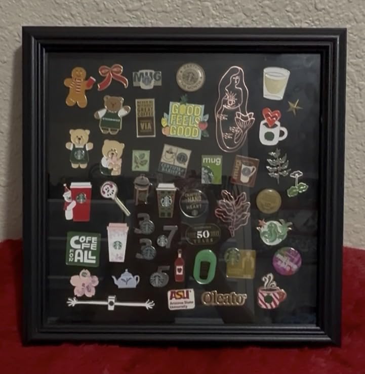 11x11 Enamel Pin Display Frame with Real Glass, Shadow Box for Wall and Tabletop Display customer photo 1