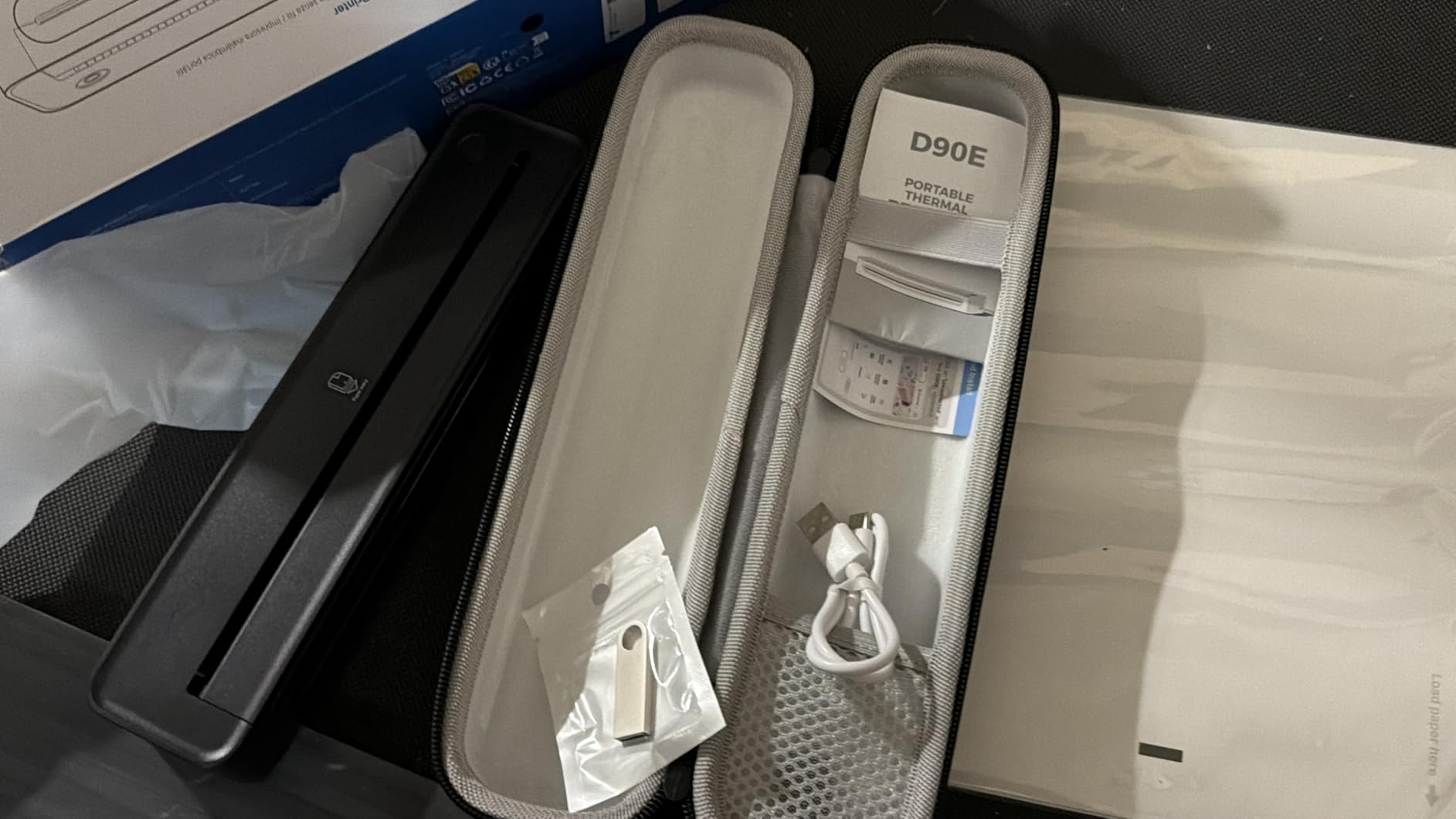 D90E Inkless Portable Thermal Printer with Case - 8.5