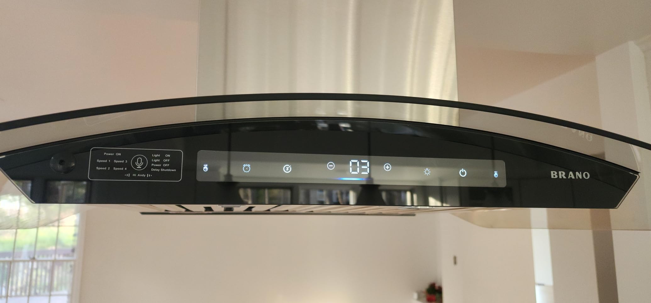 BRANO Island Range Hood 30 Inch with 900 CFM 4 Speeds, Voice/Gesture/Touch Control Kitchen Hood, Ducted/Ductless Convertible, Adjustable Lights Stainless Steel Vent Hood customer photo 1