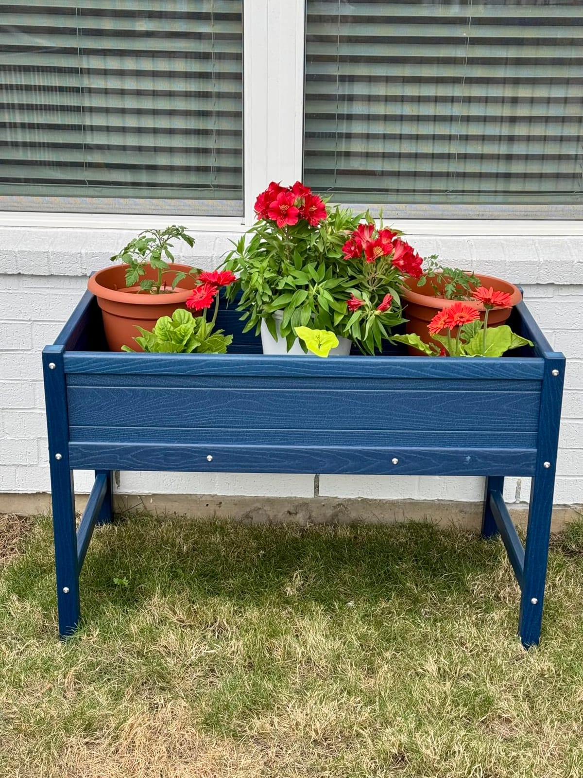 Small HDPE Raised Garden Bed, Elevated Planter Box with Legs, Outdoor All-Weather Planter Raised Beds for Seeds, Herbs, Flowers, Vegetables (Grey) customer photo 1