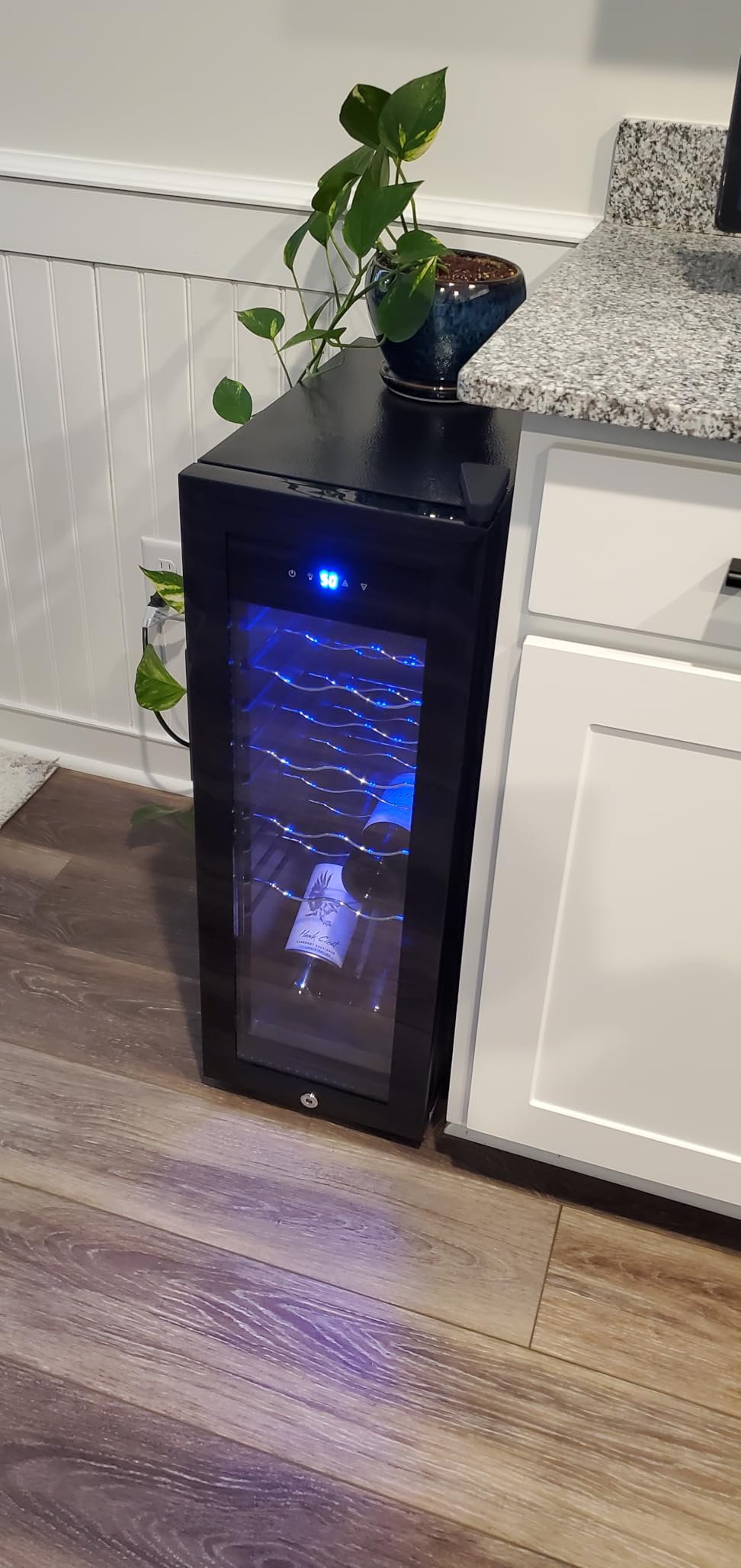 Feelfunn 45 Bottle Wine Cooler Refrigerator, Freestanding Wine Fridge, Black | 40-61°F Digital temp control, Glass Door, Quiet Operation, Small Wine Cooler for red, white and champagne in Home Bar, Office customer photo 1