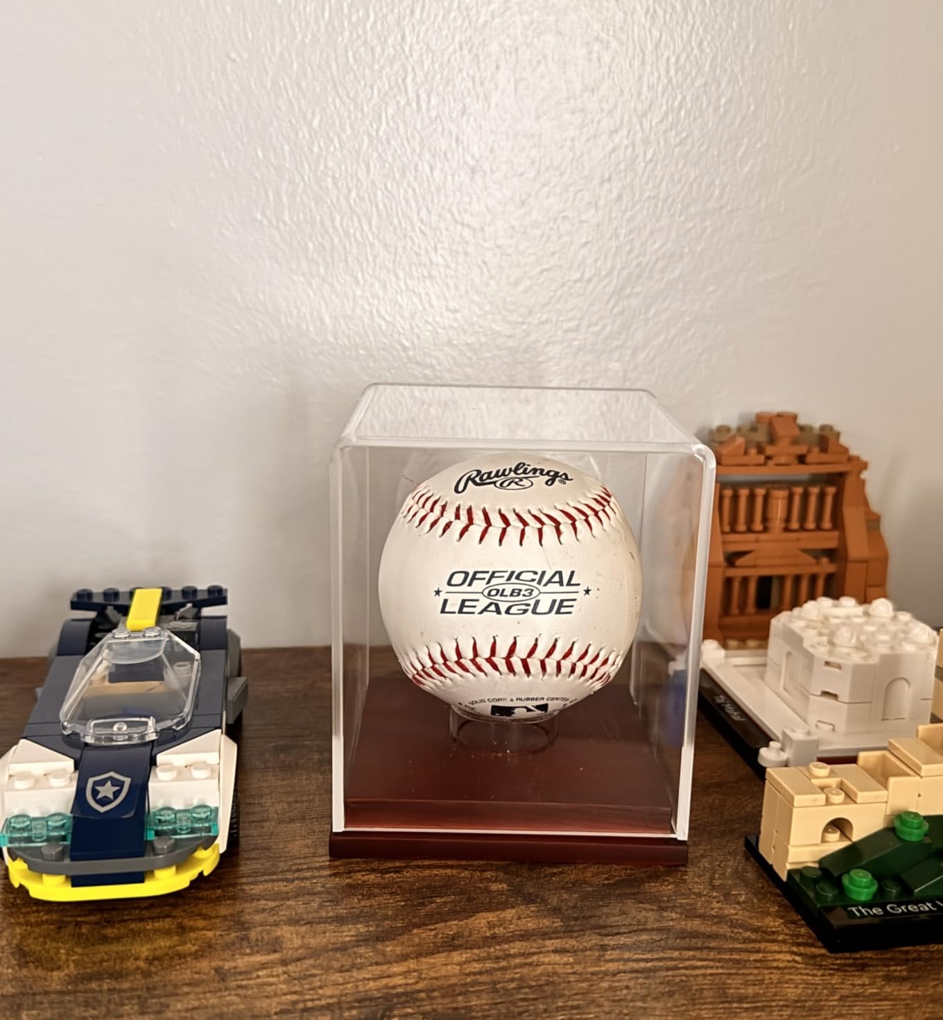 Football Display Case with Black Solid Wood Base - Clear Acrylic Football Holder Display Box for Autographed Football, Full Size Football Memorabilia Showcase customer photo 1