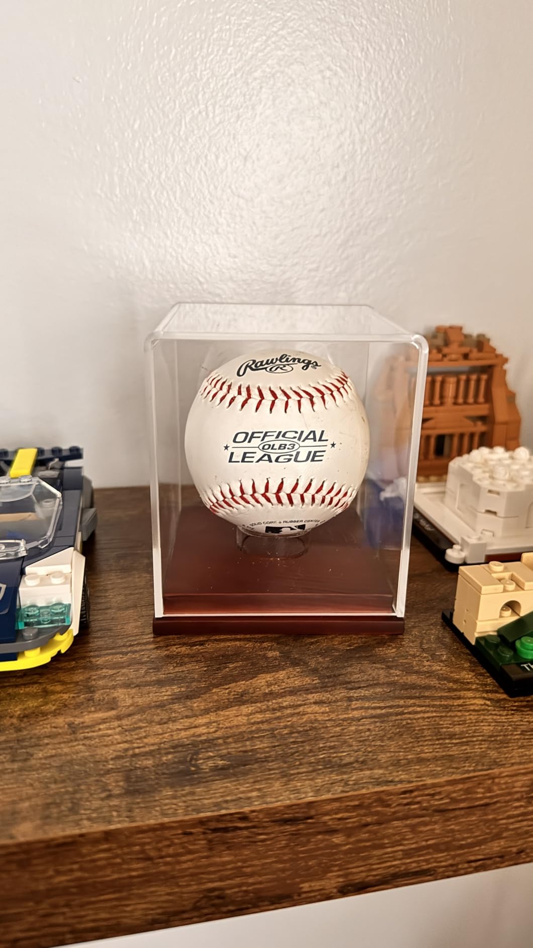 Football Display Case with Black Solid Wood Base - Clear Acrylic Football Holder Display Box for Autographed Football, Full Size Football Memorabilia Showcase customer photo 2