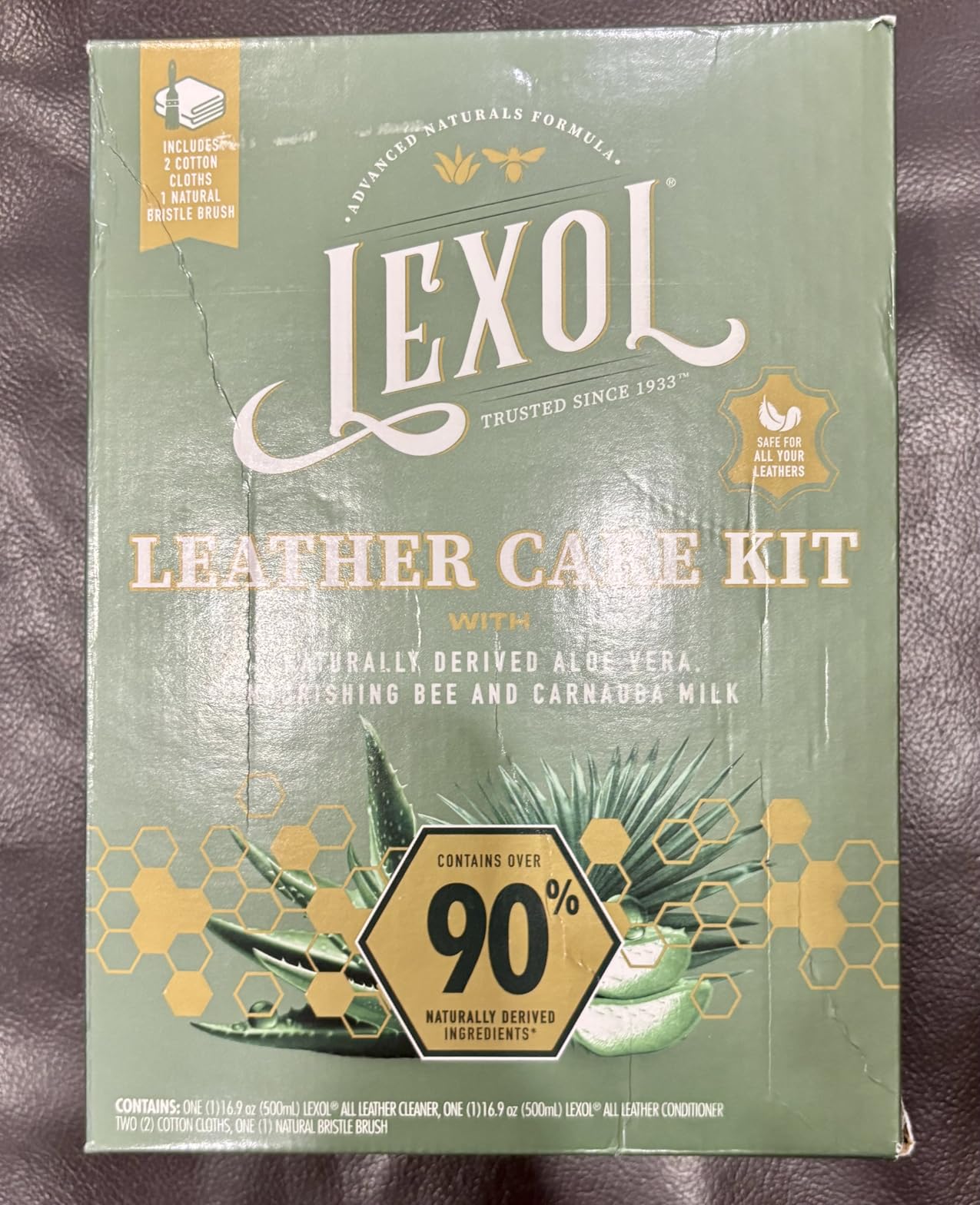Lexol All Leather Care Kit - 5-Piece Natural Leather Cleaner & Conditioner with Aloe Vera, Bee Milk, Cloths & Brush for Car Seats, Furniture, Jackets, Bags & Boots, Gift for leather lovers customer photo 1