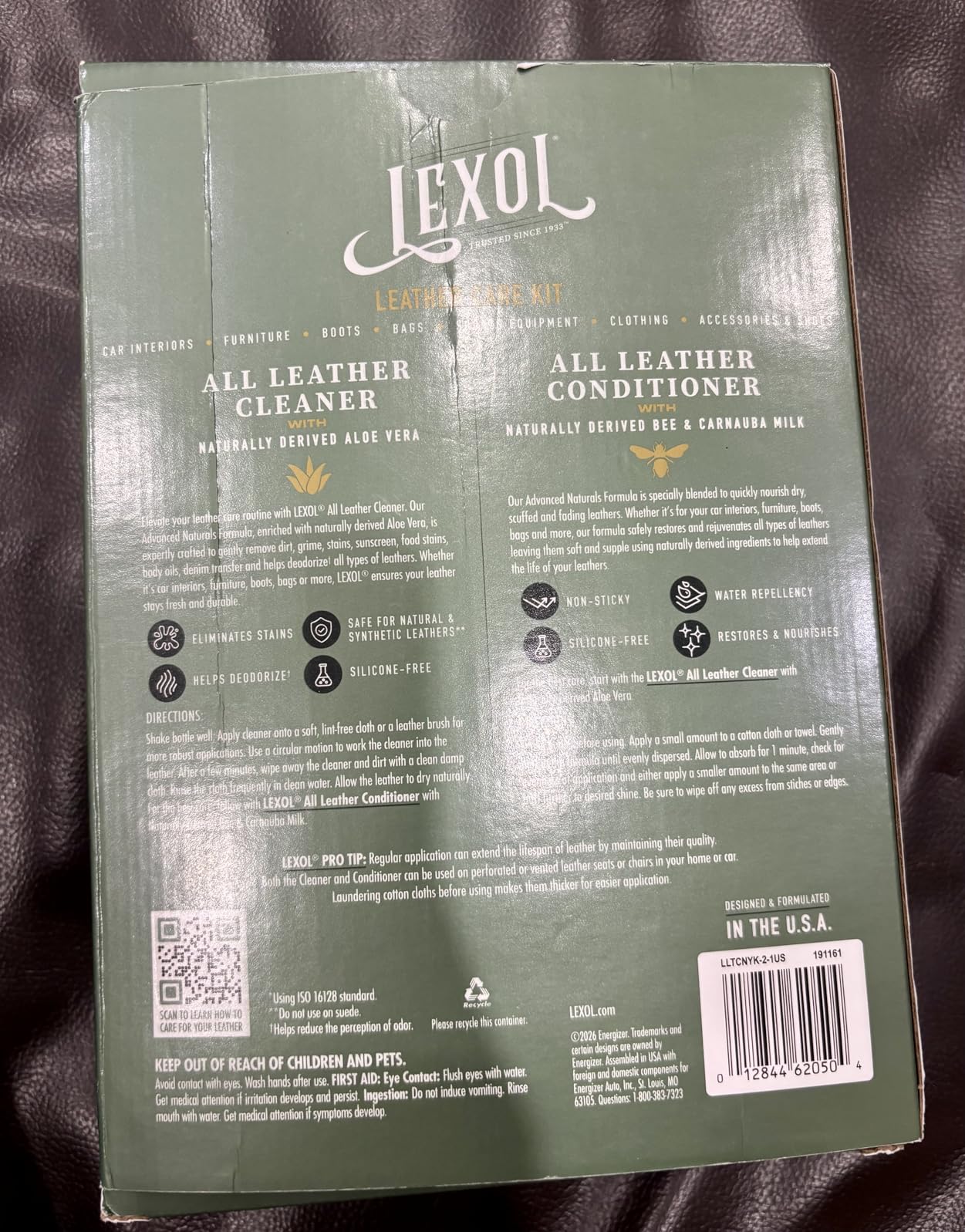 Lexol All Leather Care Kit - 5-Piece Natural Leather Cleaner & Conditioner with Aloe Vera, Bee Milk, Cloths & Brush for Car Seats, Furniture, Jackets, Bags & Boots, Gift for leather lovers customer photo 2