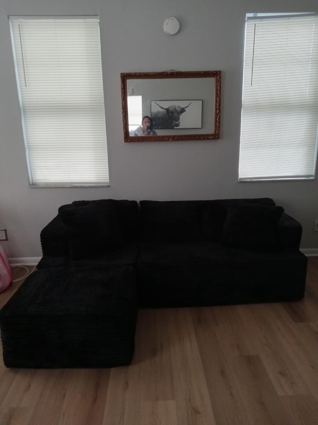 Korser Cloud Modular Sectional Sofa with L-Shaped, Boneless Couches for Living Room, Fluffy Comfy Corduroy Deep Seat with Ottoman, Bedroom, Apartment, No Assembly Required customer photo 1
