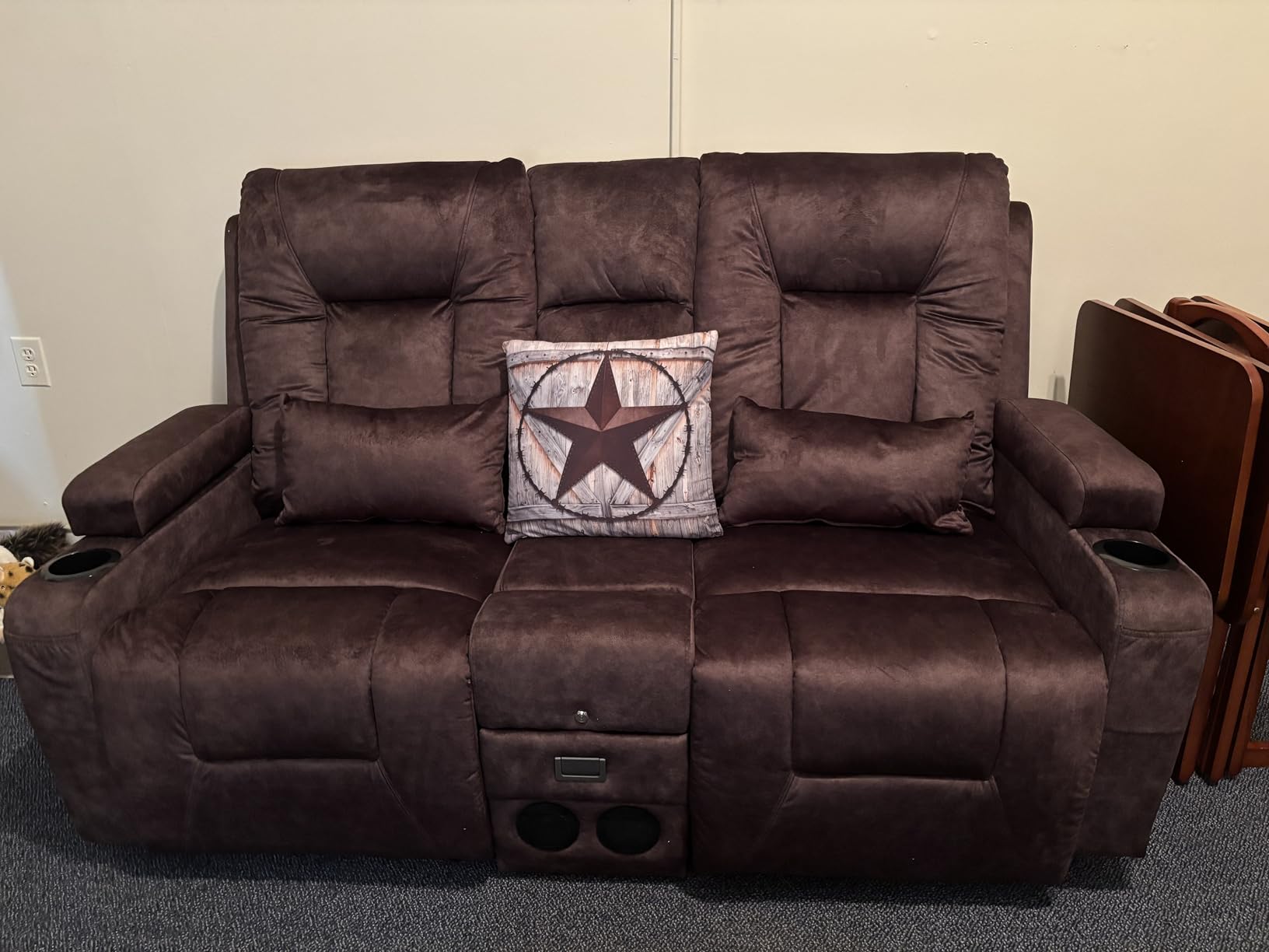 URRED Wall Hugger Power Reclining Loveseat Sofa, Beige: 68.1