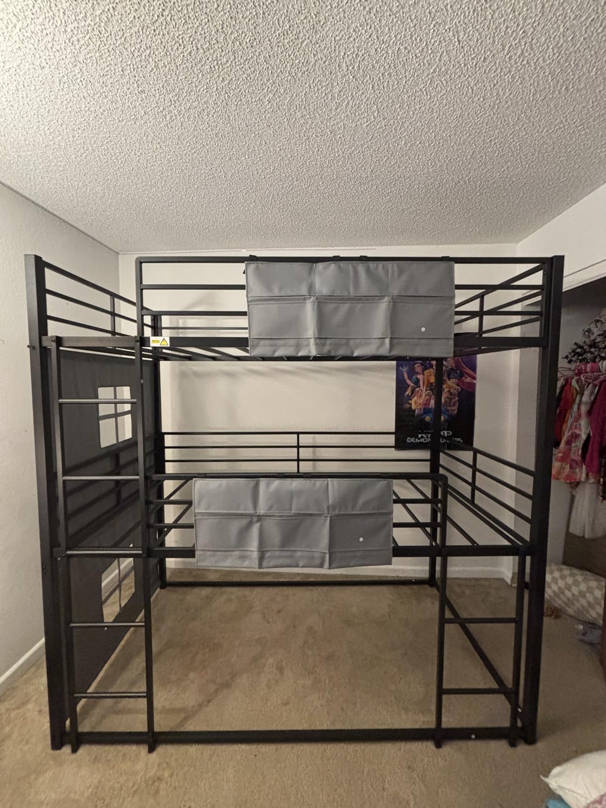 ADORNEVE Triple Bunk Bed for Kids Twin Over Twin with Safety Guardrail | Heavy Duty Metal 3 Bunk Beds with Play Curtain & Ladder & Safety Guardrail, 2 Storage Pockets for Small Bedroom, Easy Assembly customer photo 2
