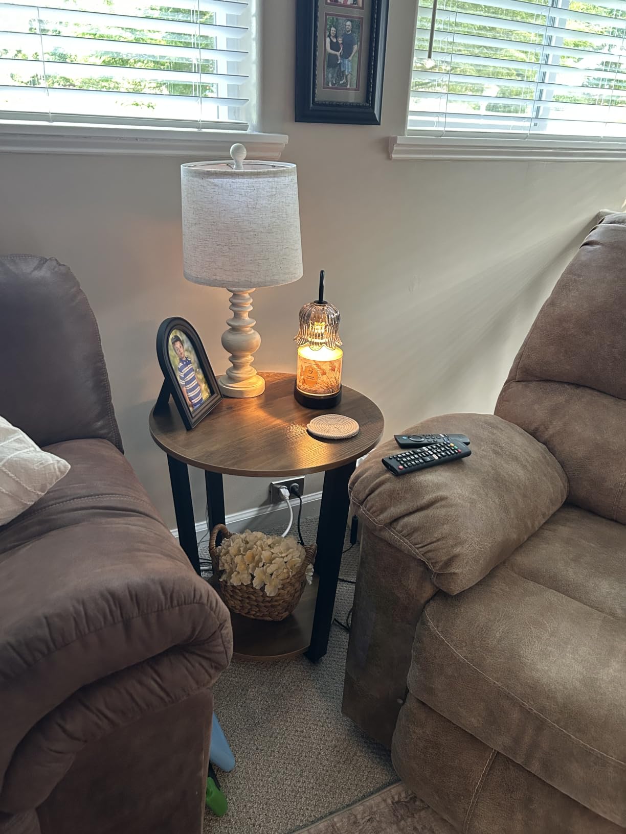 VASAGLE Side Table, 2 Tier Small Accent End Table, Nightstand | with Lower Shelf for Small Spaces, Living Room, Bedroom, Charcoal Gray, ISLAND Collection ULET233B101S customer photo 1