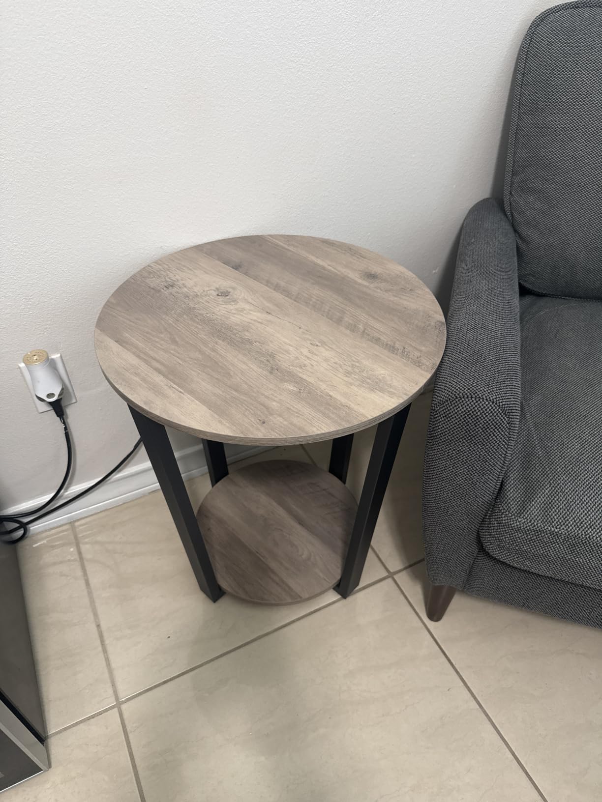 VASAGLE Side Table, 2 Tier Small Accent End Table, Nightstand | with Lower Shelf for Small Spaces, Living Room, Bedroom, Charcoal Gray, ISLAND Collection ULET233B101S customer photo 2