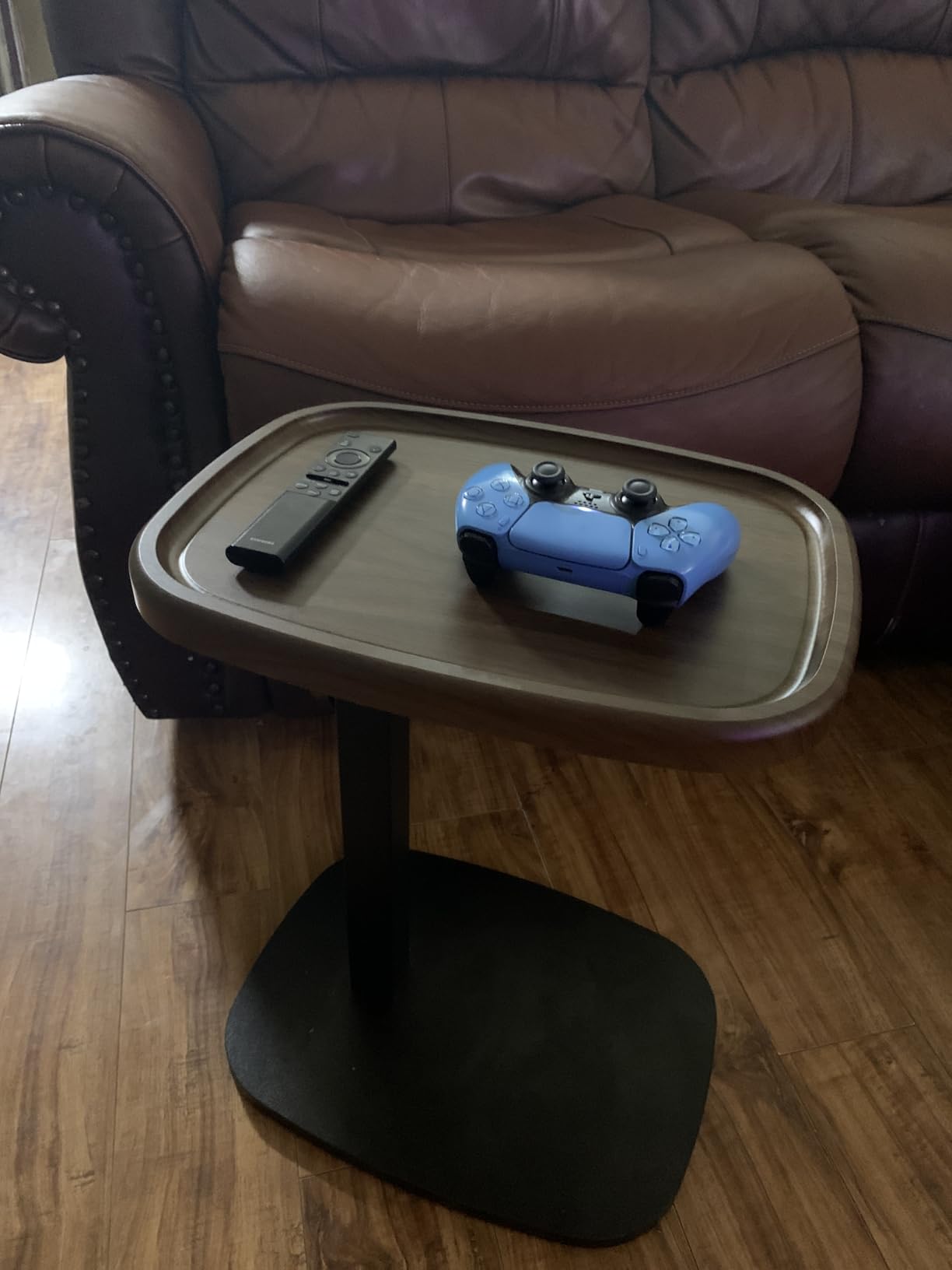 VASAGLE C Side Table Adjustable Height, Couch Sofa End Table, TV Tray | 11.8 x 15.7 x 27.2 Inches, for Small Spaces, Living Room, Bedroom, Walnut Brown and Ink Black, BARNET Collection ULET363M101 customer photo 1