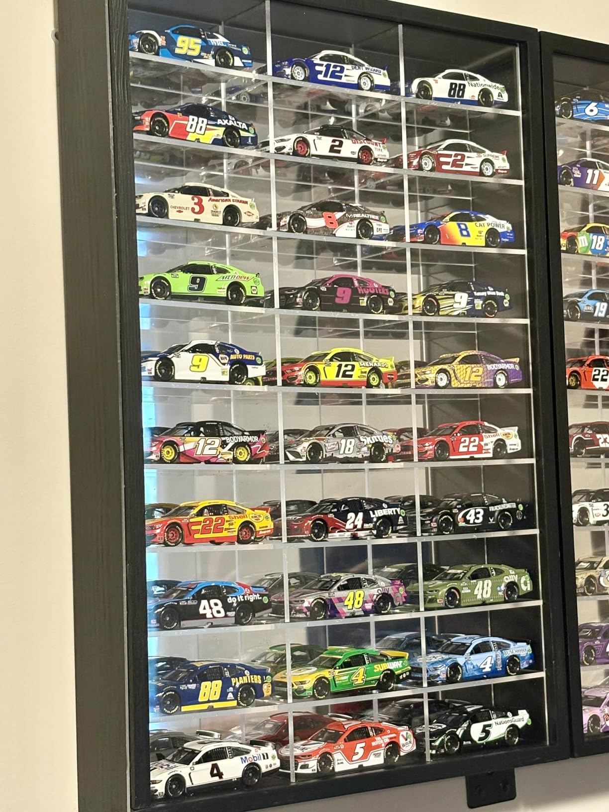 Foldable Model Car Display Case with Wall Mounts, Hold up to 60 Cars, 2 in 1 Display Way, 1/64 Scale Box, Model Hot Toy Cars Storage Organizer, 21.85*2.36*16.34'', UV Protection Acrylic Glass Door customer photo 1
