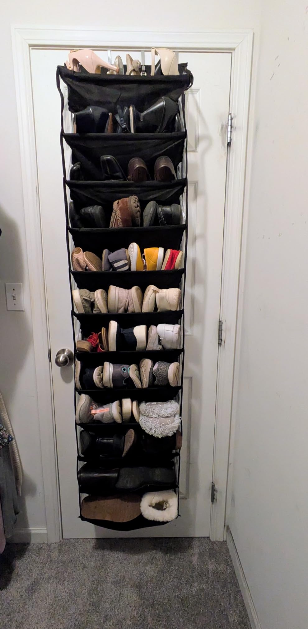 MISSLO 36 Pairs Clear Over the Door Shoe Organizer Closet Hanging Shoe Rack, Black customer photo 1