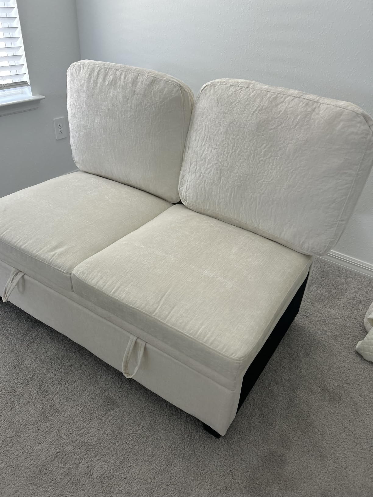 85 Inch Modular Sectional Sleeper Sofa with Pull Out Bed, L Shaped 5 Seat Sectional Couch with Storage, Modern Chenille Cloud Couch, Convertible Sectional Couches for Living Room, Apartment, Beige customer photo 2