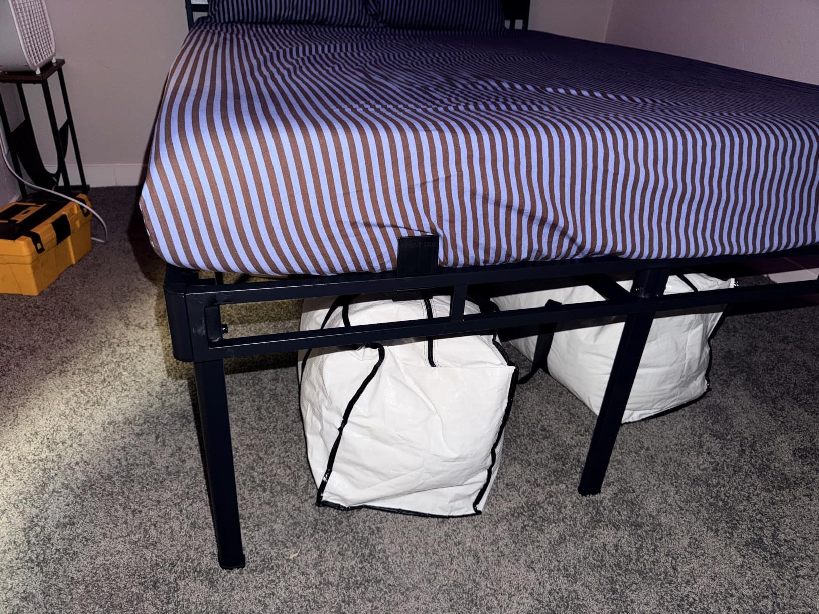 Superay 20 inch Queen Bed Frame with Rounded Legs, Double Layer Design | Metal Bed Frame & Box Spring 2 in 1 High Platform with Matress Gasket & headboard Adapter, Heavy Duty Support 4000lbs, Black customer photo 2
