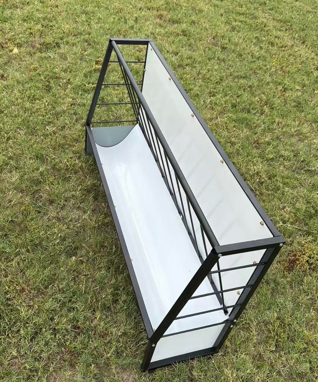 30 Gallon Heavy Duty Pasture Hay Feeder, Galvanized Steel Outdoor Livestock Hay Feeder for Mini Goats, Pony, Sheep and Mini Horses customer photo 1
