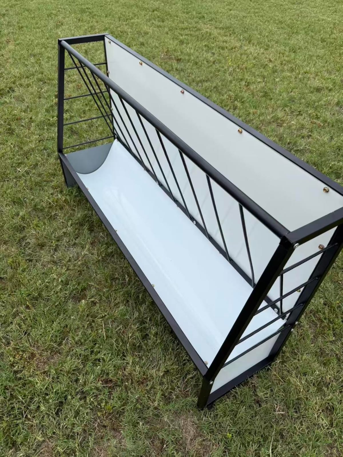 30 Gallon Heavy Duty Pasture Hay Feeder, Galvanized Steel Outdoor Livestock Hay Feeder for Mini Goats, Pony, Sheep and Mini Horses customer photo 2