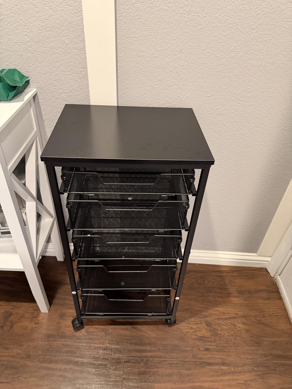6-Tier Kitchen Storage Cart -Fruit Vegetable Storage Cart with Drawers, Wooden Top Metal Wire Kitchen Organizer and Storage Cart with Wheels to Storage Onions Potatoes Cans Snacks for Kitchen customer photo 2