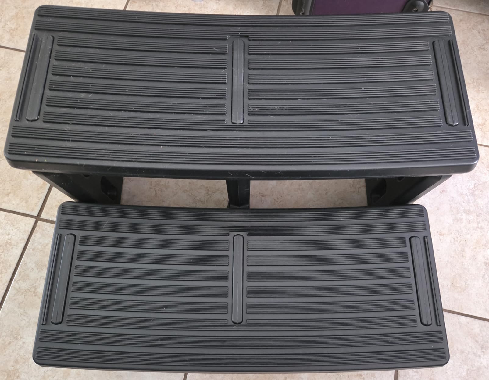 Hot Tub Steps 3-Leg Support, UV Resistant Spa Stairs with Snap Assembly | Triple leg anti-wobble structure; 330lbs heavy duty HDPE frame; non-slip tread design; tool-free customer photo 1