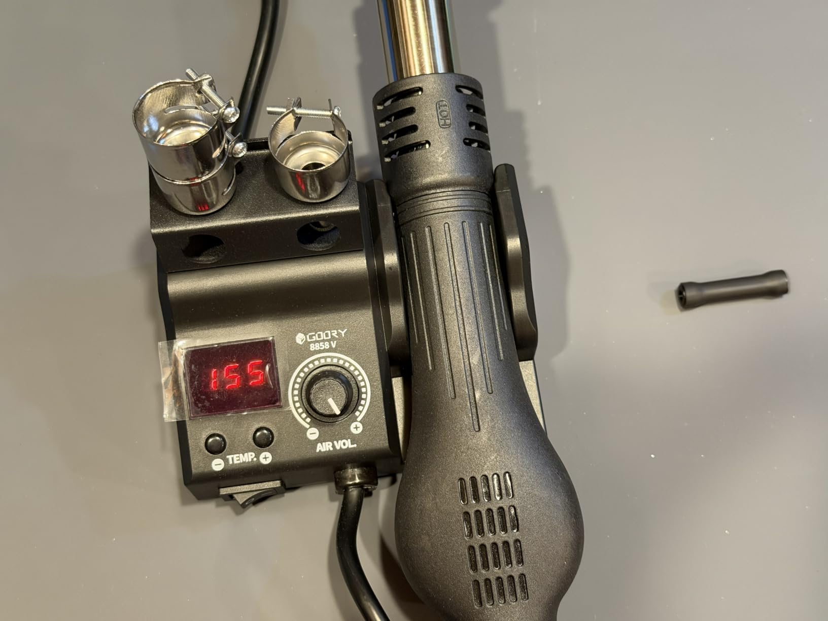 GOORY 8858-V Hot Air Rework Station Kit, Compact Digital Heat Gun with PID Control, Auto Standby, Adjustable Temp & Airflow, °F/°C Display (212°F~896°F) for SMD Desoldering, Electronics & Phone Repair customer photo 1