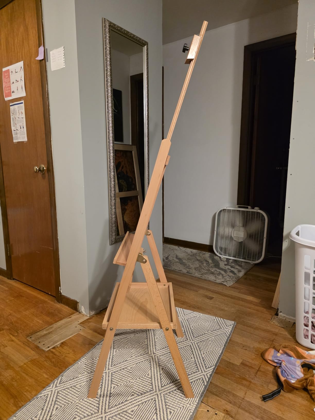 Beech Wood H-Frame Painting Easel Stand, Flat & Upright Adjustable Art Easel | Adjustable height 48