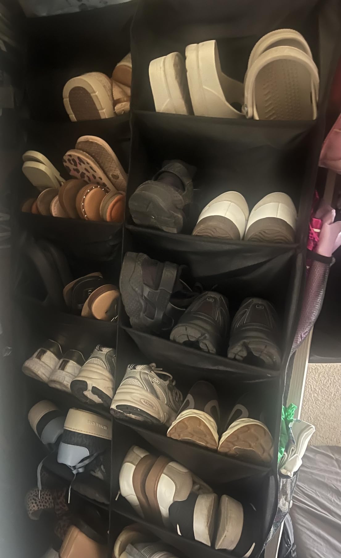 20-30 Pairs Over the Door Shoe Organizer with Side Mesh Pockets, 10-Tier Hanging Shoe Storage, Black customer photo 1