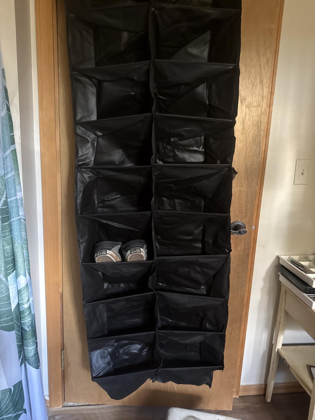 20-30 Pairs Over the Door Shoe Organizer with Side Mesh Pockets, 10-Tier Hanging Shoe Storage, Black customer photo 2