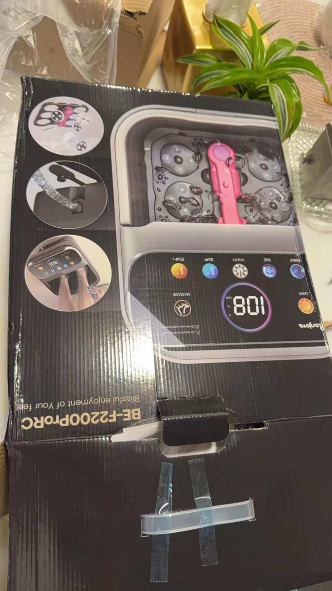 Ranjova Foot Spa Electric Rotary Massage, with Color Touch Screen and Remote Control, Foot Bath Massager with Heat, Bubble, Adjustable Temp, and 24 Motorized Shiatsu Massage Balls (Dark Grey) customer photo 2