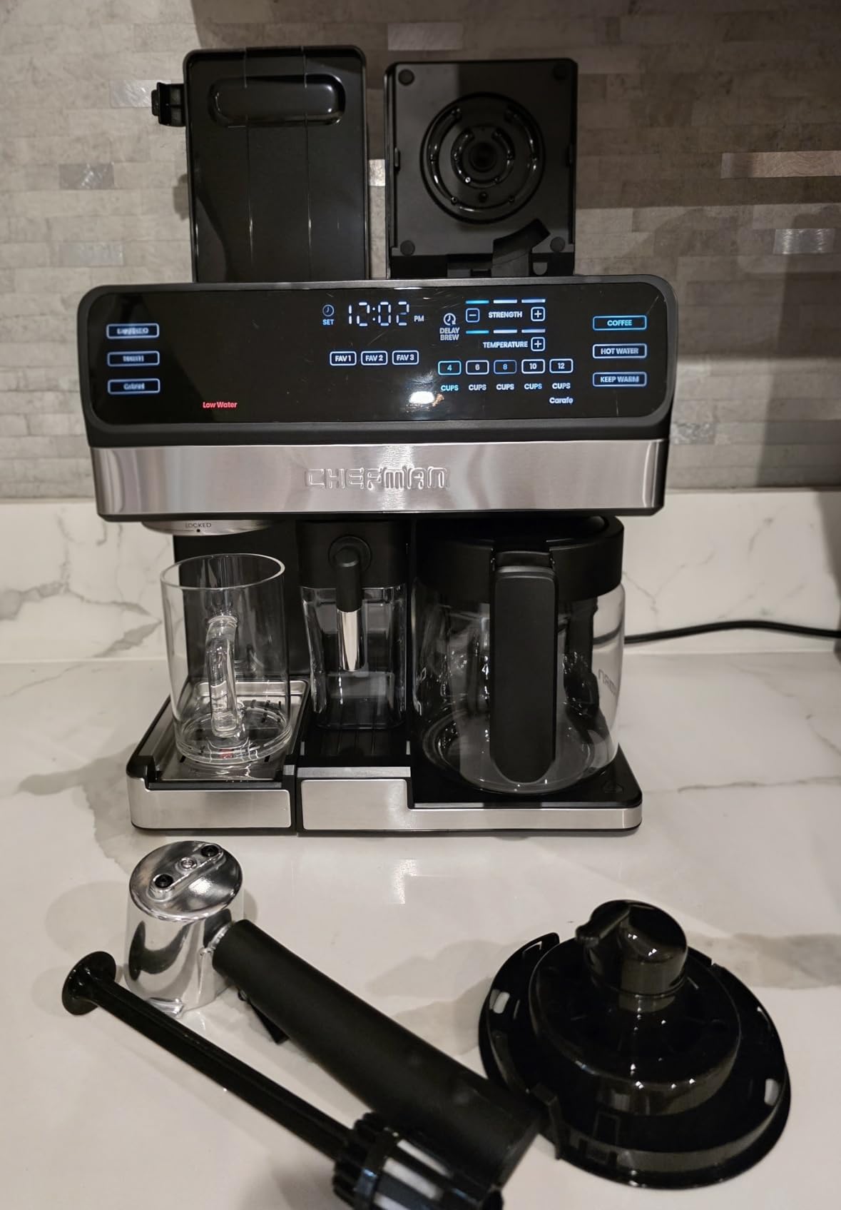 Chefman Coffee Maker Espresso Machine Combo, 8-in-1 Coffee Station with Automatic Milk Frother for Lattes, Cappuccinos, Macchiatos, 20-Bar Pump, 12-Cup Carafe & 3L Water Tank - Black customer photo 2