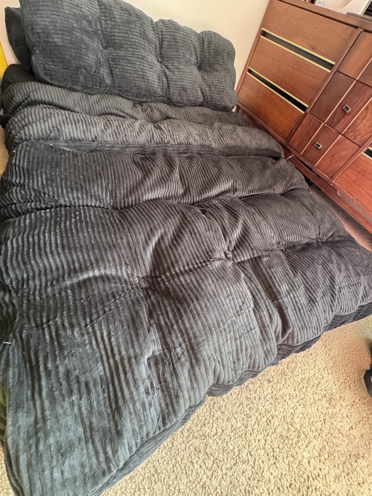 Garvee 3 in 1 Pull Out Couch, 56 Inch Convertible Sleeper Sofa Bed, Loveseat Sofa Couch with Cup Holders, USB & Side Pocket, Modern Loveseat for Living Room, Bedroom, Includes Toss Pillows, Gray customer photo 1