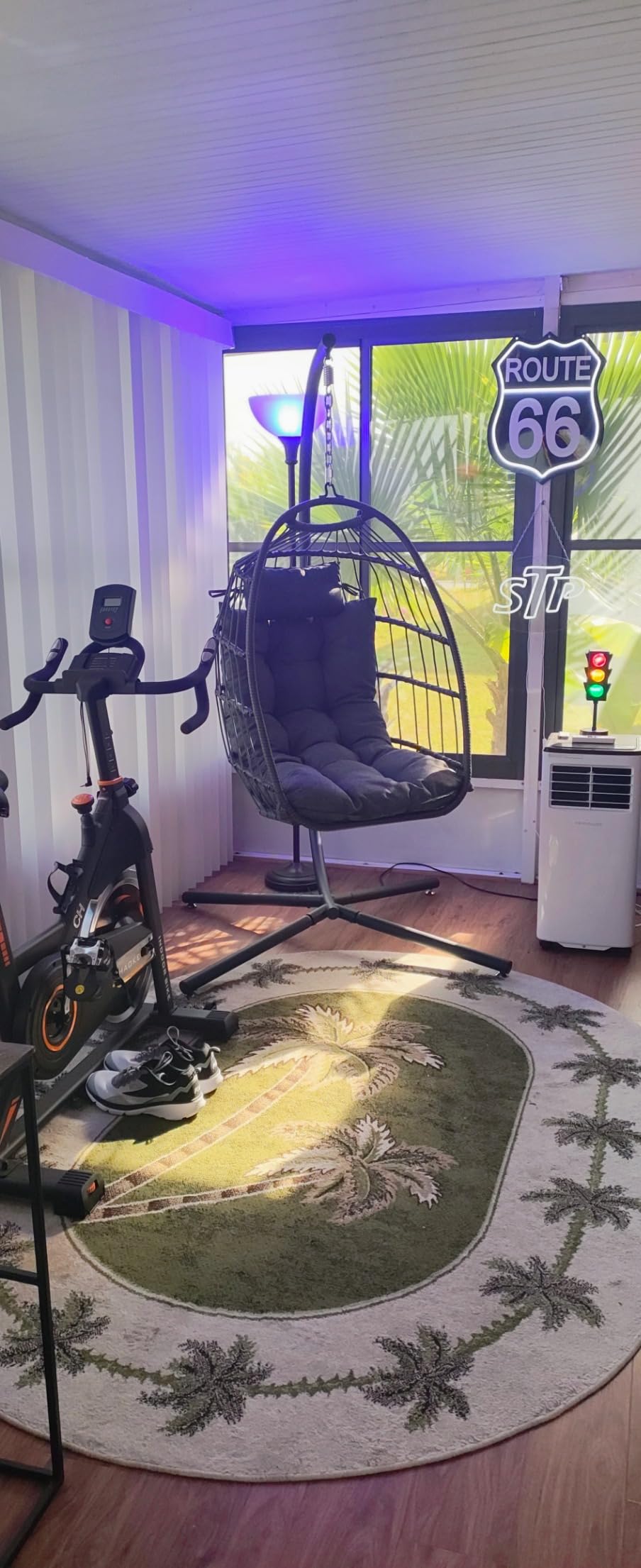SereneLife Hanging Egg Chair with Stand - Wicker Rattan Swing | Weather-Resistant Cushion & Padded Headrest Included, 350 lb Capacity, Great for Patio, Backyard & Bedroom customer photo 1