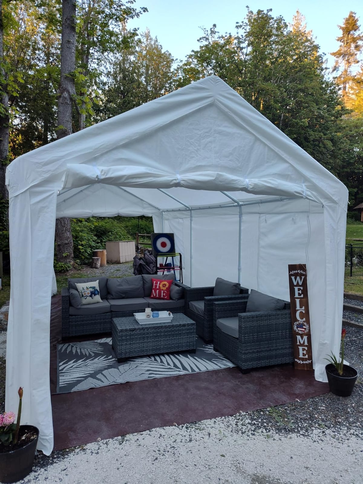 COBIZI 10x20 FT Heavy Duty Carport with Galvanized Frame, | Carport Canopy with Roll-up Windows, Storage Tent with Removable Sidewalls & Doors,Built-in Sandbags for Car Boat Truck, Gray customer photo 2