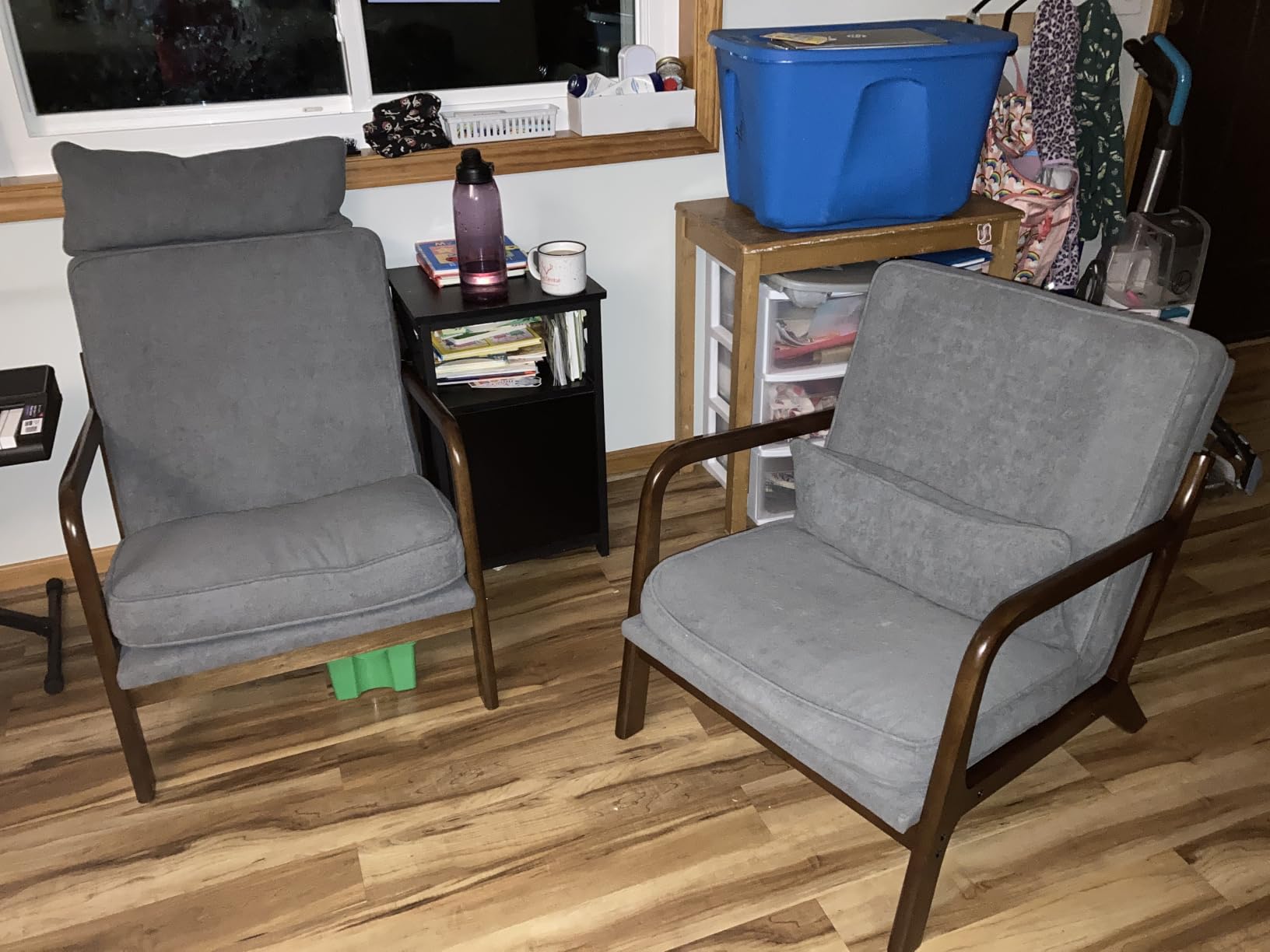 DUMOS Mid Century Modern Accent Chair, 16'' Seat Height Cozy Lounge Chair | Upholstered Armchair with Waist Cushion and Wood Frame for Living Room, Bedroom, Reading Nook, Home Corner, Balcony, Beige customer photo 1