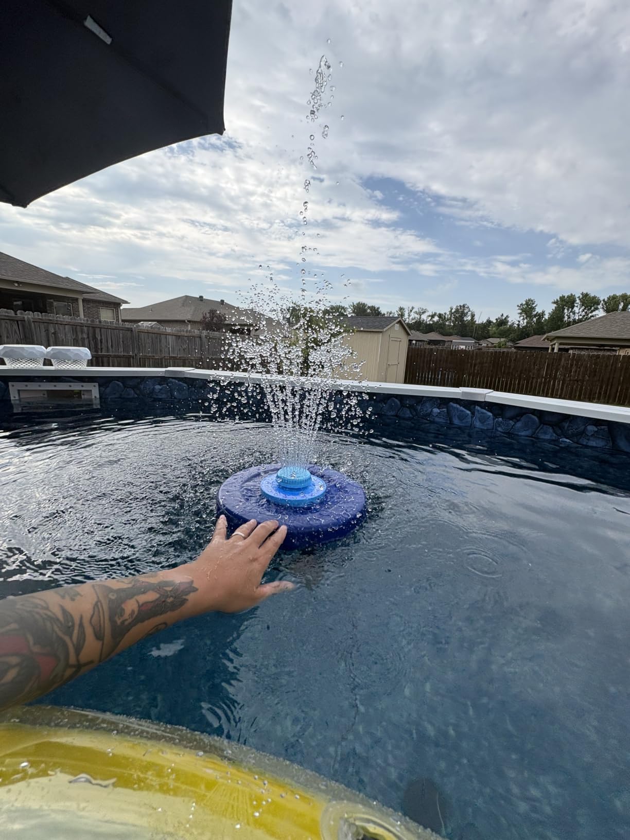 Large Pond Fountain with Light&Anchor,Floating Water Fountain Pump-SkyBlue customer photo 2