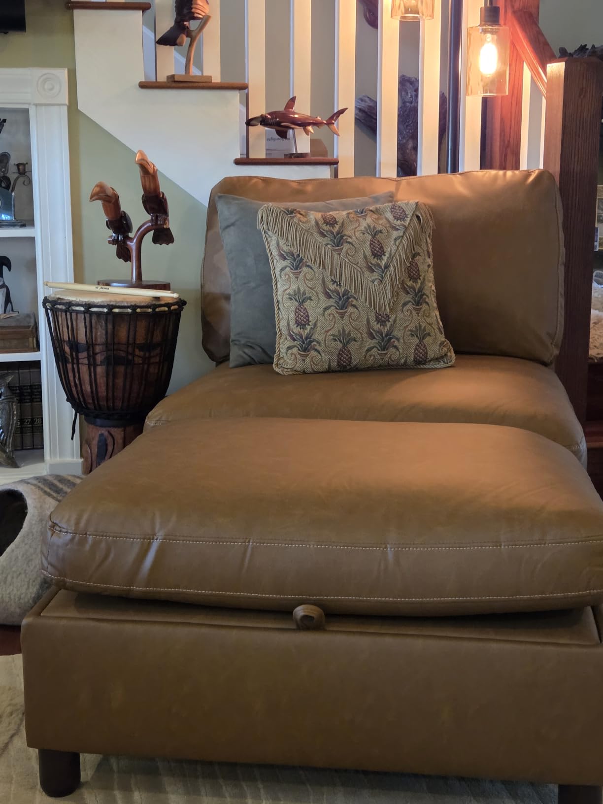 Cloud Couch Sectional, 3 Seater Sofa Couch, Faux Leather in Brown | Pet-Friendly Scratch-Resistant Leather Sectional Sofas for Living Room, Deep Seat Wide Couch customer photo 1