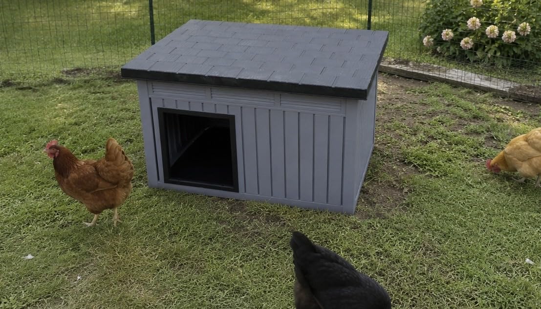 Duck Coop with Hydraulic Air Rod, Resin Duck House, Black | Chicken Coop with Elevated Floor and Air Vents, Weatherproof Openable Roof, For Chicken, Ducks, Rabbits customer photo 1