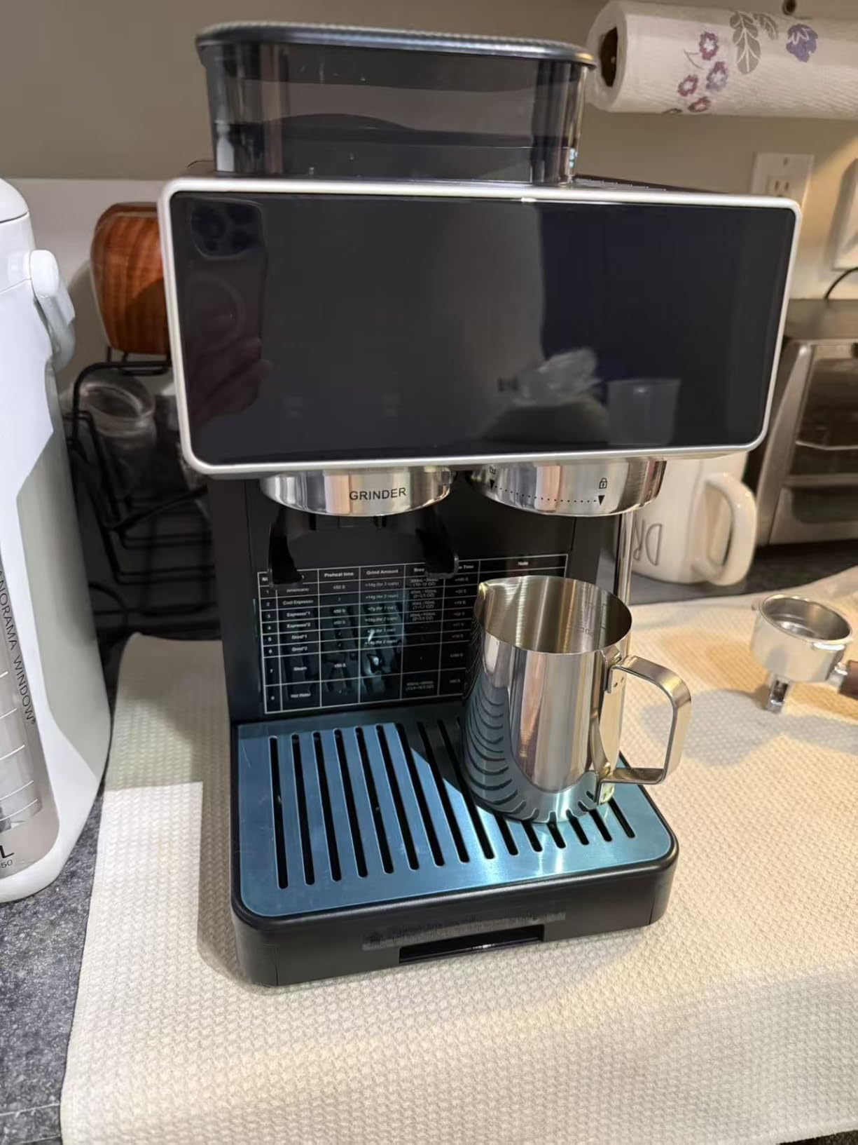Espresso Machine with Grinder & Steam Milk Frother, Semi-Automatic Espresso Maker, Coffee Espresso Machine, Coffee Maker for Home-Cappuccino, Latte, Americano & Cold Brew, Ideal Gift for Men & Women (black) customer photo 1