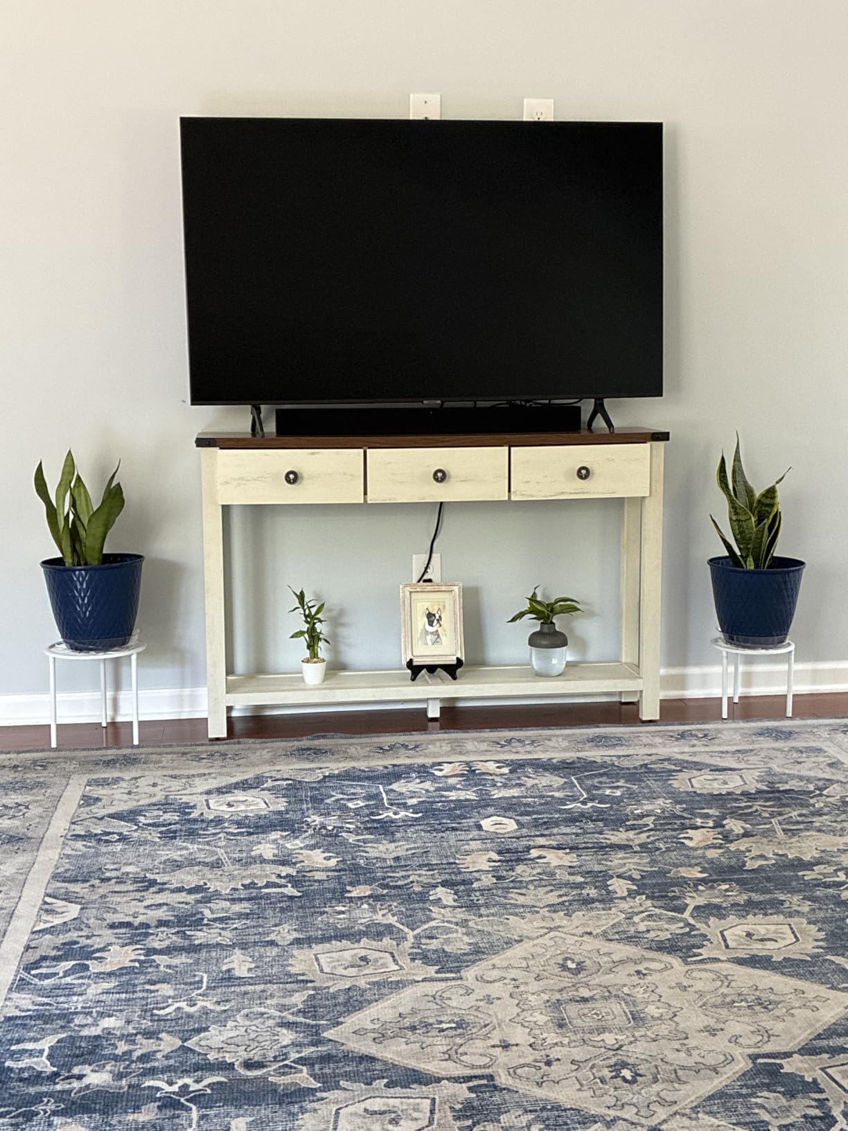 VASAGLE LIRY Collection Narrow Console Table with 3 Drawers, Brown | Long Sofa Table with Storage Shelf, 9.4 x 63 x 29.9 Inch, Farmhouse Style, Easy Assembly, ULNT148K101 customer photo 1