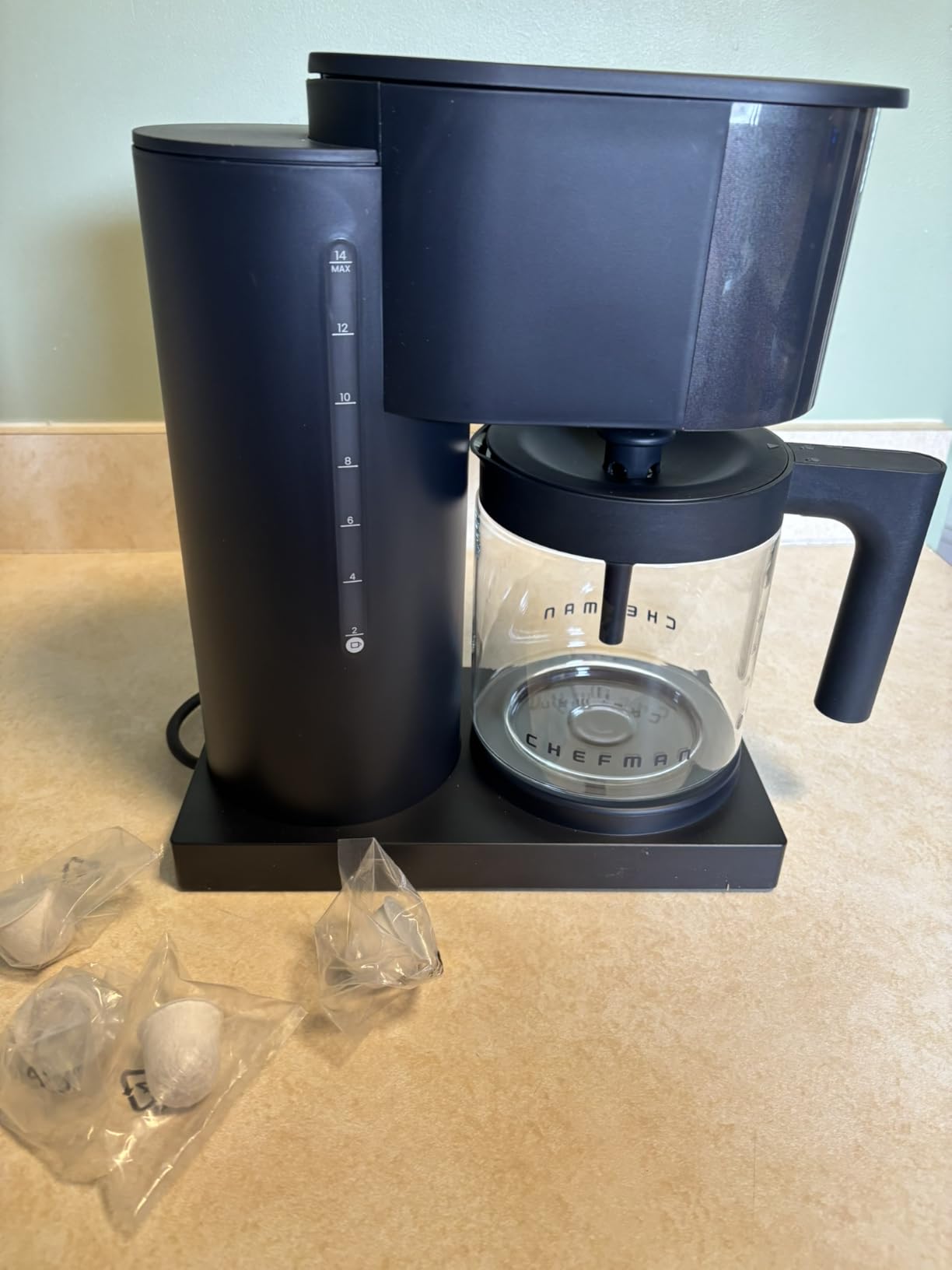 Chefman Caffeinator Programmable Drip Coffee Maker, 14-Cup Glass Carafe with 1-4 Cup Brewing, Classic & Bold Settings, 24-Hour Timer, Customizable Warming Plate, Reusable GoldTone Filter - Midnight customer photo 2