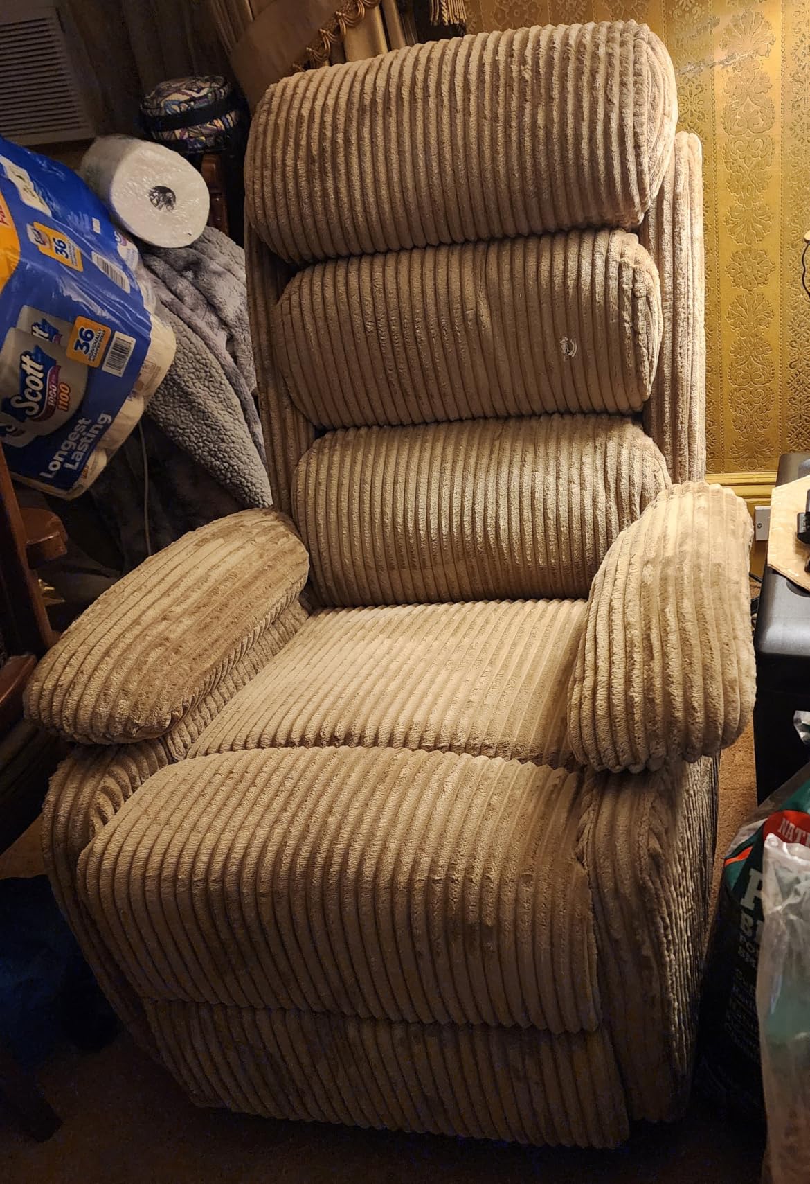 Premium Velvet 360 Swivel Rocker Recliner with Extended Footrest - High Back Glider Chair for Nursery, Living Room & Small Spaces, Featuring Padded Armrests and Handy Side Pocket, Grey customer photo 1