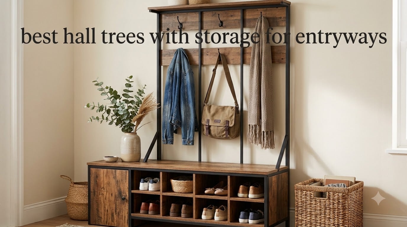 best hall trees with storage for entryways